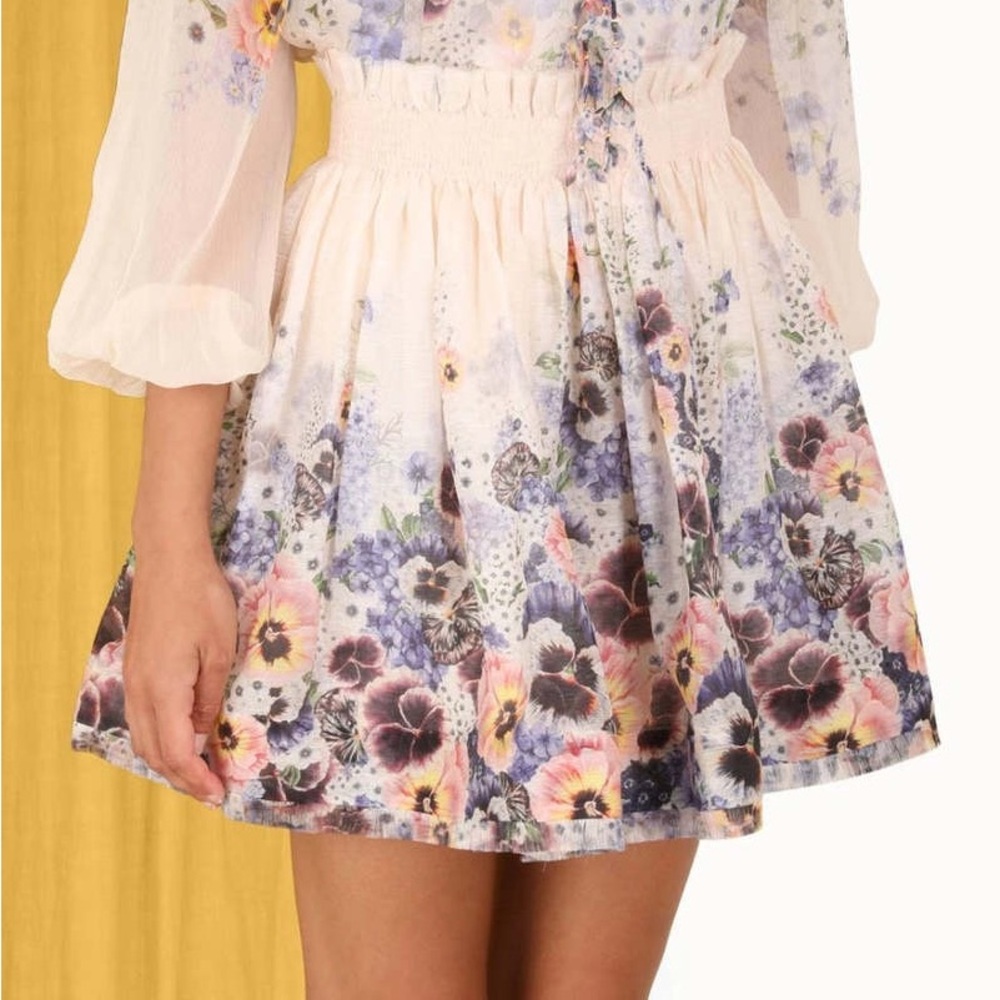 Zimmermann Tama Flip Silk-Linen Skirt - Purple Pansy